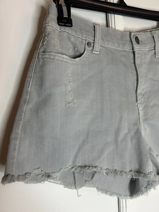 Aerie Distressed Grey Denim Shorts - Picture 3 of 8